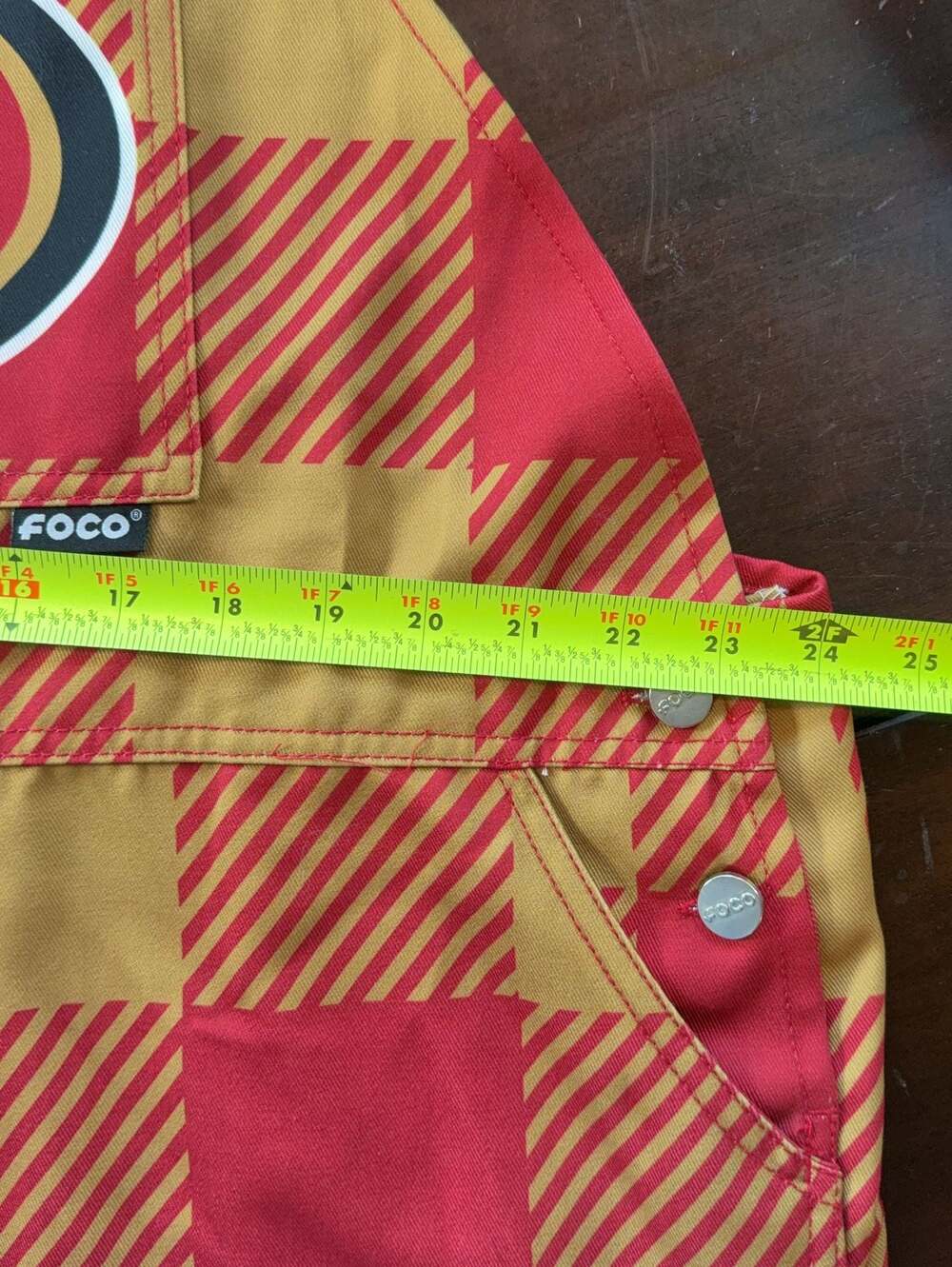 San Francisco 49ers Men’s Plaid Bib Overalls by FOCO, Size 2XL - Picture 7 of 8